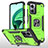 Silikon Hülle Handyhülle und Kunststoff Schutzhülle Hartschalen Tasche mit Magnetisch Fingerring Ständer MQ1 für Xiaomi Redmi 10 5G Grün