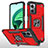 Silikon Hülle Handyhülle und Kunststoff Schutzhülle Hartschalen Tasche mit Magnetisch Fingerring Ständer MQ1 für Xiaomi Redmi 10 5G Rot