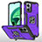 Silikon Hülle Handyhülle und Kunststoff Schutzhülle Hartschalen Tasche mit Magnetisch Fingerring Ständer MQ1 für Xiaomi Redmi 10 5G Violett