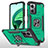 Silikon Hülle Handyhülle und Kunststoff Schutzhülle Hartschalen Tasche mit Magnetisch Fingerring Ständer MQ1 für Xiaomi Redmi 10 Prime Plus 5G Nachtgrün