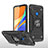 Silikon Hülle Handyhülle und Kunststoff Schutzhülle Hartschalen Tasche mit Magnetisch Fingerring Ständer MQ1 für Xiaomi Redmi 10A 4G Schwarz