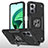 Silikon Hülle Handyhülle und Kunststoff Schutzhülle Hartschalen Tasche mit Magnetisch Fingerring Ständer MQ1 für Xiaomi Redmi 11 Prime 5G Schwarz