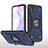 Silikon Hülle Handyhülle und Kunststoff Schutzhülle Hartschalen Tasche mit Magnetisch Fingerring Ständer MQ1 für Xiaomi Redmi 9A Blau