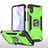 Silikon Hülle Handyhülle und Kunststoff Schutzhülle Hartschalen Tasche mit Magnetisch Fingerring Ständer MQ1 für Xiaomi Redmi 9A Grün