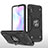 Silikon Hülle Handyhülle und Kunststoff Schutzhülle Hartschalen Tasche mit Magnetisch Fingerring Ständer MQ1 für Xiaomi Redmi 9A Schwarz