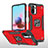 Silikon Hülle Handyhülle und Kunststoff Schutzhülle Hartschalen Tasche mit Magnetisch Fingerring Ständer MQ1 für Xiaomi Redmi Note 10 4G Rot