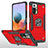 Silikon Hülle Handyhülle und Kunststoff Schutzhülle Hartschalen Tasche mit Magnetisch Fingerring Ständer MQ1 für Xiaomi Redmi Note 10 Pro 4G Rot