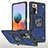 Silikon Hülle Handyhülle und Kunststoff Schutzhülle Hartschalen Tasche mit Magnetisch Fingerring Ständer MQ1 für Xiaomi Redmi Note 10 Pro Max Blau