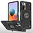 Silikon Hülle Handyhülle und Kunststoff Schutzhülle Hartschalen Tasche mit Magnetisch Fingerring Ständer MQ1 für Xiaomi Redmi Note 10 Pro Max Schwarz