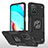 Silikon Hülle Handyhülle und Kunststoff Schutzhülle Hartschalen Tasche mit Magnetisch Fingerring Ständer MQ1 für Xiaomi Redmi Note 11 4G (2021) Schwarz