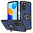 Silikon Hülle Handyhülle und Kunststoff Schutzhülle Hartschalen Tasche mit Magnetisch Fingerring Ständer MQ1 für Xiaomi Redmi Note 11 4G (2022) Blau