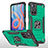 Silikon Hülle Handyhülle und Kunststoff Schutzhülle Hartschalen Tasche mit Magnetisch Fingerring Ständer MQ1 für Xiaomi Redmi Note 11T 5G Nachtgrün
