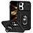 Silikon Hülle Handyhülle und Kunststoff Schutzhülle Hartschalen Tasche mit Magnetisch Fingerring Ständer MQ2 für Apple iPhone 14 Pro Schwarz
