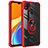 Silikon Hülle Handyhülle und Kunststoff Schutzhülle Hartschalen Tasche mit Magnetisch Fingerring Ständer MQ2 für Xiaomi POCO C3 Rot