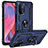 Silikon Hülle Handyhülle und Kunststoff Schutzhülle Hartschalen Tasche mit Magnetisch Fingerring Ständer MQ3 für Oppo A54 5G Blau