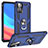 Silikon Hülle Handyhülle und Kunststoff Schutzhülle Hartschalen Tasche mit Magnetisch Fingerring Ständer MQ3 für Oppo A76