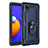 Silikon Hülle Handyhülle und Kunststoff Schutzhülle Hartschalen Tasche mit Magnetisch Fingerring Ständer MQ3 für Samsung Galaxy A01 Core Blau