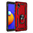 Silikon Hülle Handyhülle und Kunststoff Schutzhülle Hartschalen Tasche mit Magnetisch Fingerring Ständer MQ3 für Samsung Galaxy A01 Core Rot
