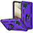 Silikon Hülle Handyhülle und Kunststoff Schutzhülle Hartschalen Tasche mit Magnetisch Fingerring Ständer MQ3 für Samsung Galaxy A12 Violett