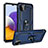 Silikon Hülle Handyhülle und Kunststoff Schutzhülle Hartschalen Tasche mit Magnetisch Fingerring Ständer MQ3 für Samsung Galaxy A22 5G