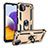 Silikon Hülle Handyhülle und Kunststoff Schutzhülle Hartschalen Tasche mit Magnetisch Fingerring Ständer MQ3 für Samsung Galaxy A22s 5G Gold