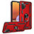 Silikon Hülle Handyhülle und Kunststoff Schutzhülle Hartschalen Tasche mit Magnetisch Fingerring Ständer MQ3 für Samsung Galaxy A32 4G Rot