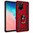 Silikon Hülle Handyhülle und Kunststoff Schutzhülle Hartschalen Tasche mit Magnetisch Fingerring Ständer MQ3 für Samsung Galaxy A91 Rot