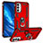 Silikon Hülle Handyhülle und Kunststoff Schutzhülle Hartschalen Tasche mit Magnetisch Fingerring Ständer MQ3 für Samsung Galaxy F23 5G Rot