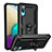 Silikon Hülle Handyhülle und Kunststoff Schutzhülle Hartschalen Tasche mit Magnetisch Fingerring Ständer MQ3 für Samsung Galaxy M02 Schwarz