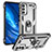 Silikon Hülle Handyhülle und Kunststoff Schutzhülle Hartschalen Tasche mit Magnetisch Fingerring Ständer MQ3 für Samsung Galaxy M23 5G
