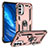 Silikon Hülle Handyhülle und Kunststoff Schutzhülle Hartschalen Tasche mit Magnetisch Fingerring Ständer MQ3 für Samsung Galaxy M23 5G Rosegold