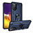 Silikon Hülle Handyhülle und Kunststoff Schutzhülle Hartschalen Tasche mit Magnetisch Fingerring Ständer MQ3 für Samsung Galaxy Quantum2 5G Blau