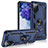 Silikon Hülle Handyhülle und Kunststoff Schutzhülle Hartschalen Tasche mit Magnetisch Fingerring Ständer MQ3 für Samsung Galaxy S20 FE 4G Blau