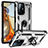 Silikon Hülle Handyhülle und Kunststoff Schutzhülle Hartschalen Tasche mit Magnetisch Fingerring Ständer MQ3 für Xiaomi Mi 11T 5G Silber