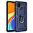 Silikon Hülle Handyhülle und Kunststoff Schutzhülle Hartschalen Tasche mit Magnetisch Fingerring Ständer MQ3 für Xiaomi POCO C3 Blau