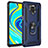 Silikon Hülle Handyhülle und Kunststoff Schutzhülle Hartschalen Tasche mit Magnetisch Fingerring Ständer MQ3 für Xiaomi Poco M2 Pro Blau