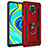 Silikon Hülle Handyhülle und Kunststoff Schutzhülle Hartschalen Tasche mit Magnetisch Fingerring Ständer MQ3 für Xiaomi Poco M2 Pro Rot