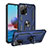 Silikon Hülle Handyhülle und Kunststoff Schutzhülle Hartschalen Tasche mit Magnetisch Fingerring Ständer MQ3 für Xiaomi Poco M5S Blau