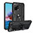Silikon Hülle Handyhülle und Kunststoff Schutzhülle Hartschalen Tasche mit Magnetisch Fingerring Ständer MQ3 für Xiaomi Poco M5S Schwarz