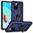 Silikon Hülle Handyhülle und Kunststoff Schutzhülle Hartschalen Tasche mit Magnetisch Fingerring Ständer MQ3 für Xiaomi Redmi 10 4G Blau