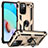 Silikon Hülle Handyhülle und Kunststoff Schutzhülle Hartschalen Tasche mit Magnetisch Fingerring Ständer MQ3 für Xiaomi Redmi 10 4G Gold