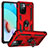 Silikon Hülle Handyhülle und Kunststoff Schutzhülle Hartschalen Tasche mit Magnetisch Fingerring Ständer MQ3 für Xiaomi Redmi 10 4G Rot