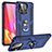 Silikon Hülle Handyhülle und Kunststoff Schutzhülle Hartschalen Tasche mit Magnetisch Fingerring Ständer MQ3 für Xiaomi Redmi 10 India Blau