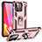 Silikon Hülle Handyhülle und Kunststoff Schutzhülle Hartschalen Tasche mit Magnetisch Fingerring Ständer MQ3 für Xiaomi Redmi 10 India Rosegold