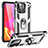 Silikon Hülle Handyhülle und Kunststoff Schutzhülle Hartschalen Tasche mit Magnetisch Fingerring Ständer MQ3 für Xiaomi Redmi 10 India Silber
