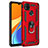Silikon Hülle Handyhülle und Kunststoff Schutzhülle Hartschalen Tasche mit Magnetisch Fingerring Ständer MQ3 für Xiaomi Redmi 10A 4G Rot