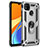 Silikon Hülle Handyhülle und Kunststoff Schutzhülle Hartschalen Tasche mit Magnetisch Fingerring Ständer MQ3 für Xiaomi Redmi 10A 4G Silber