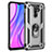 Silikon Hülle Handyhülle und Kunststoff Schutzhülle Hartschalen Tasche mit Magnetisch Fingerring Ständer MQ3 für Xiaomi Redmi 9 Prime India Silber