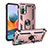 Silikon Hülle Handyhülle und Kunststoff Schutzhülle Hartschalen Tasche mit Magnetisch Fingerring Ständer MQ3 für Xiaomi Redmi Note 10 Pro 4G Rosegold