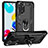 Silikon Hülle Handyhülle und Kunststoff Schutzhülle Hartschalen Tasche mit Magnetisch Fingerring Ständer MQ3 für Xiaomi Redmi Note 11 4G (2022) Schwarz